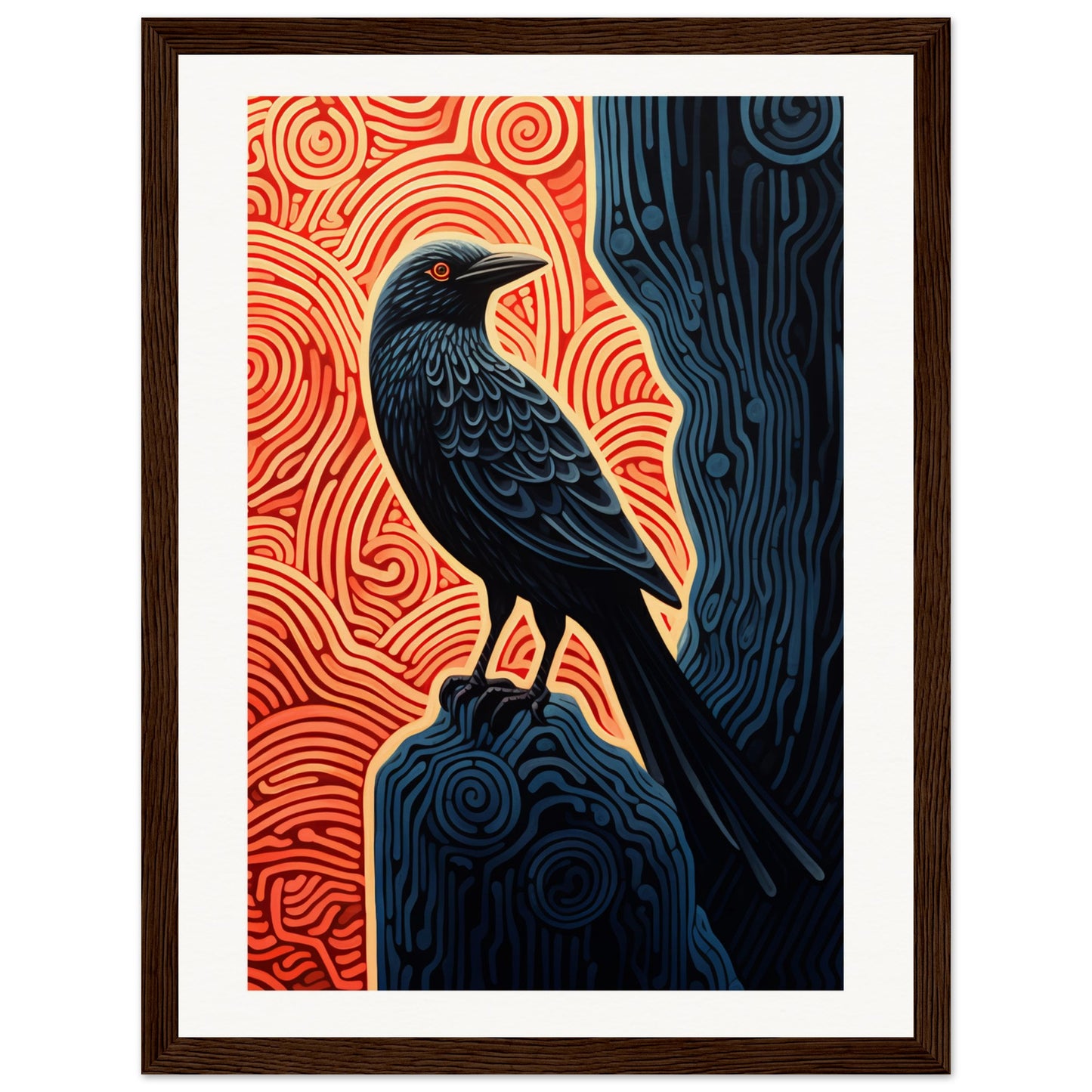 Wise Raven Wooden Framed Poster
