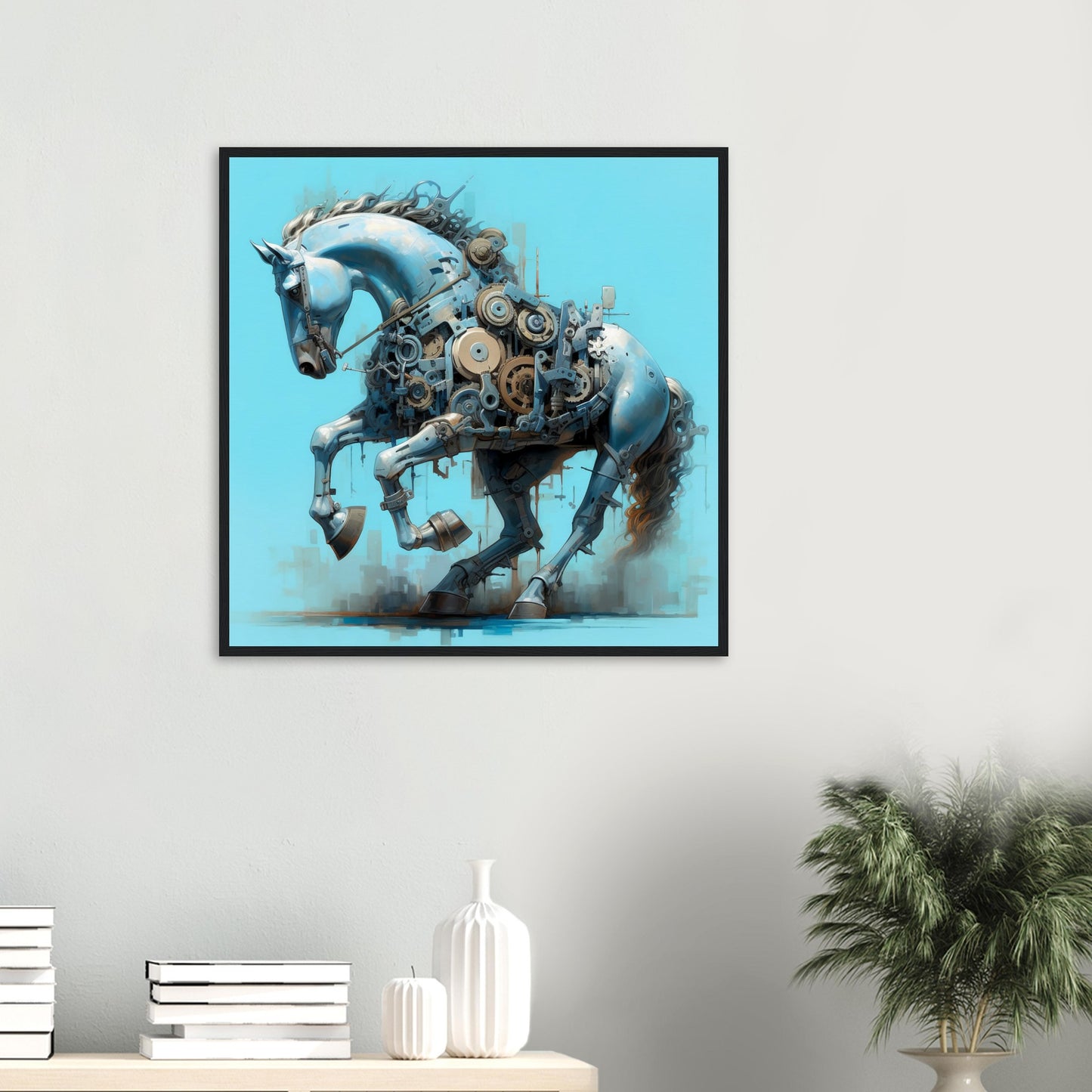Mecha Stallion Matte Paper Wooden Framed Poster