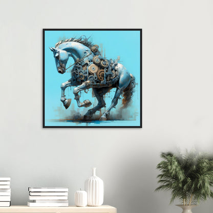 Mecha Stallion Matte Paper Wooden Framed Poster