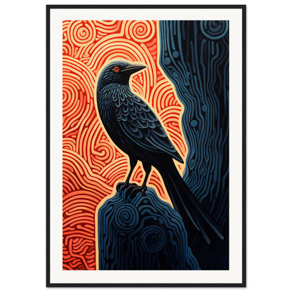 Wise Raven Wooden Framed Poster