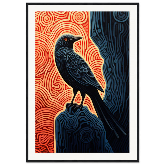 Wise Raven Wooden Framed Poster