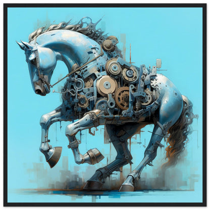 Mecha Stallion Matte Paper Wooden Framed Poster