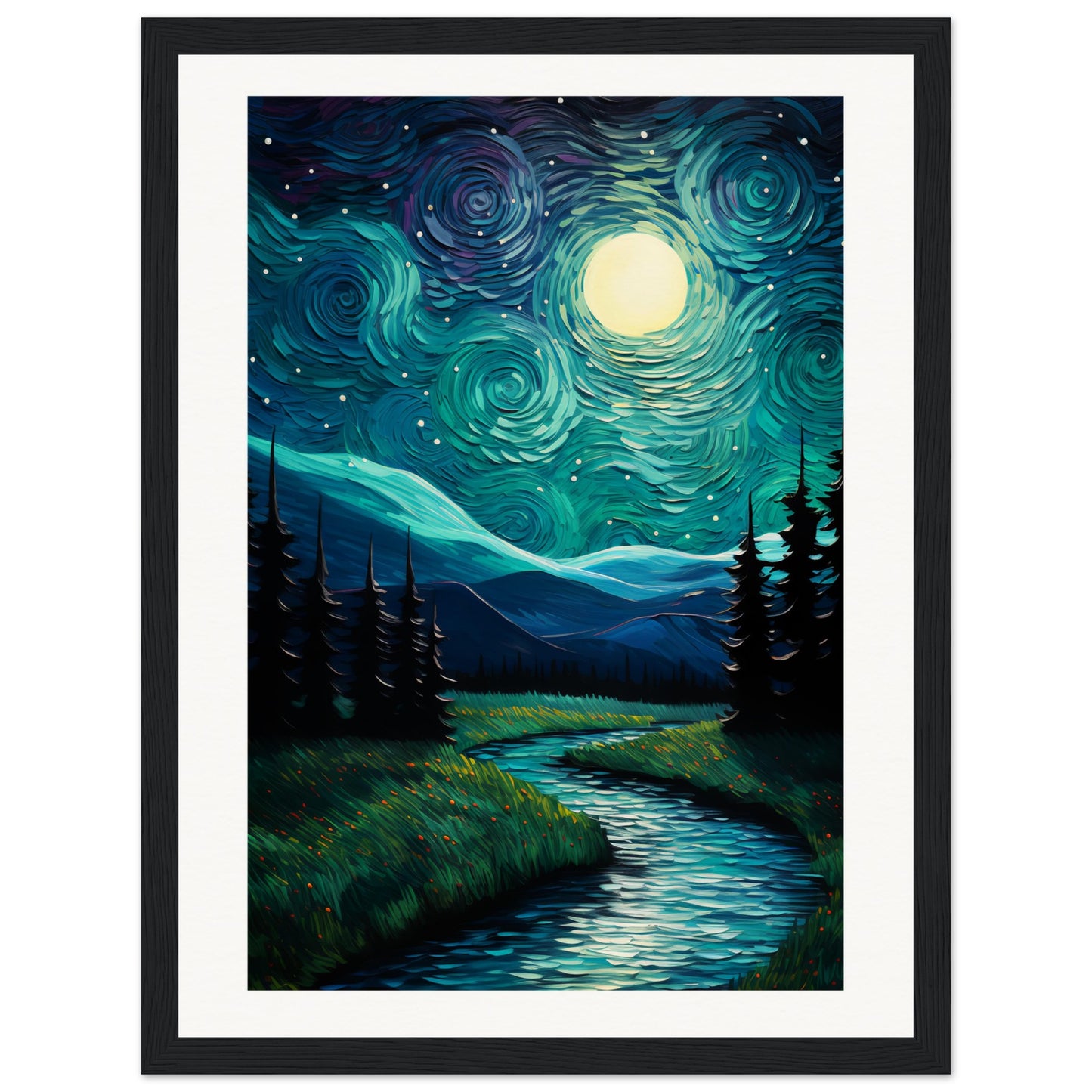 Starry Night Wooden Framed Poster