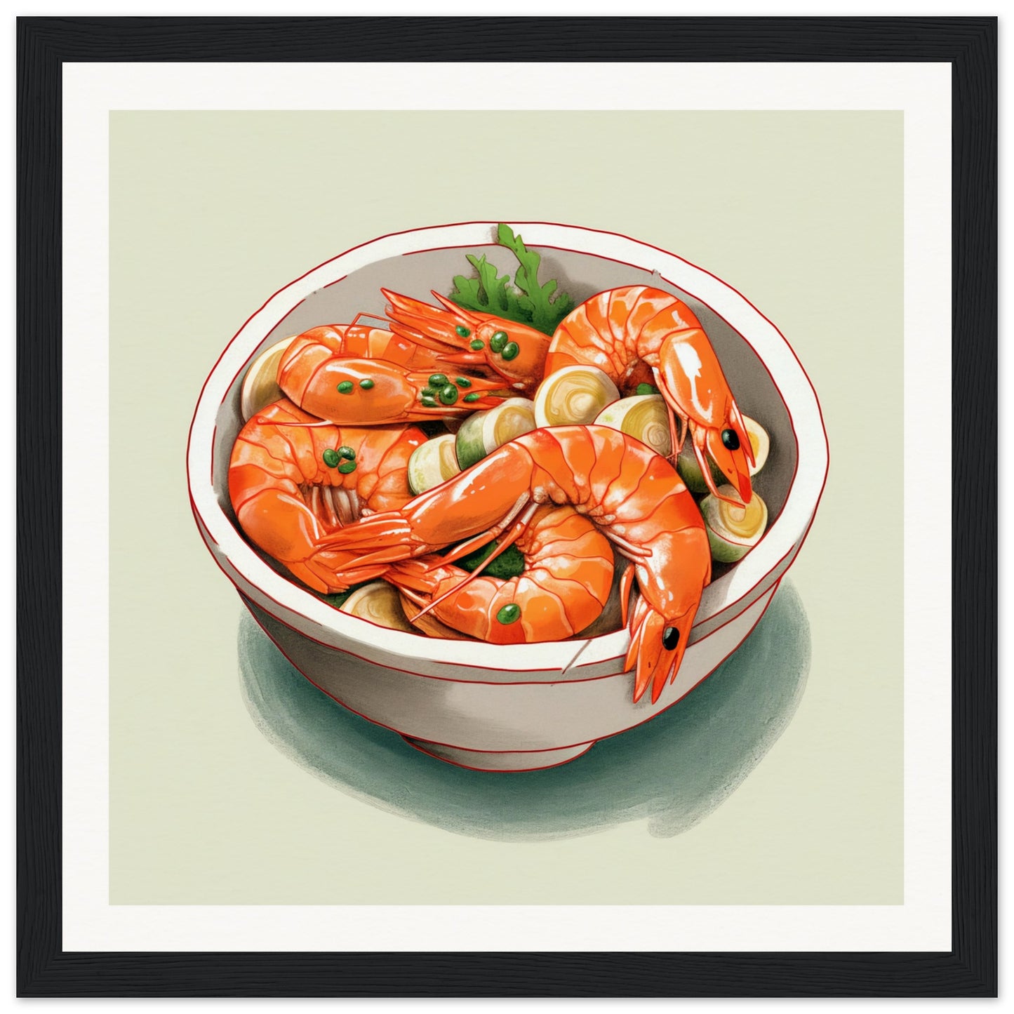 Chines Prawn Wooden Framed Poster