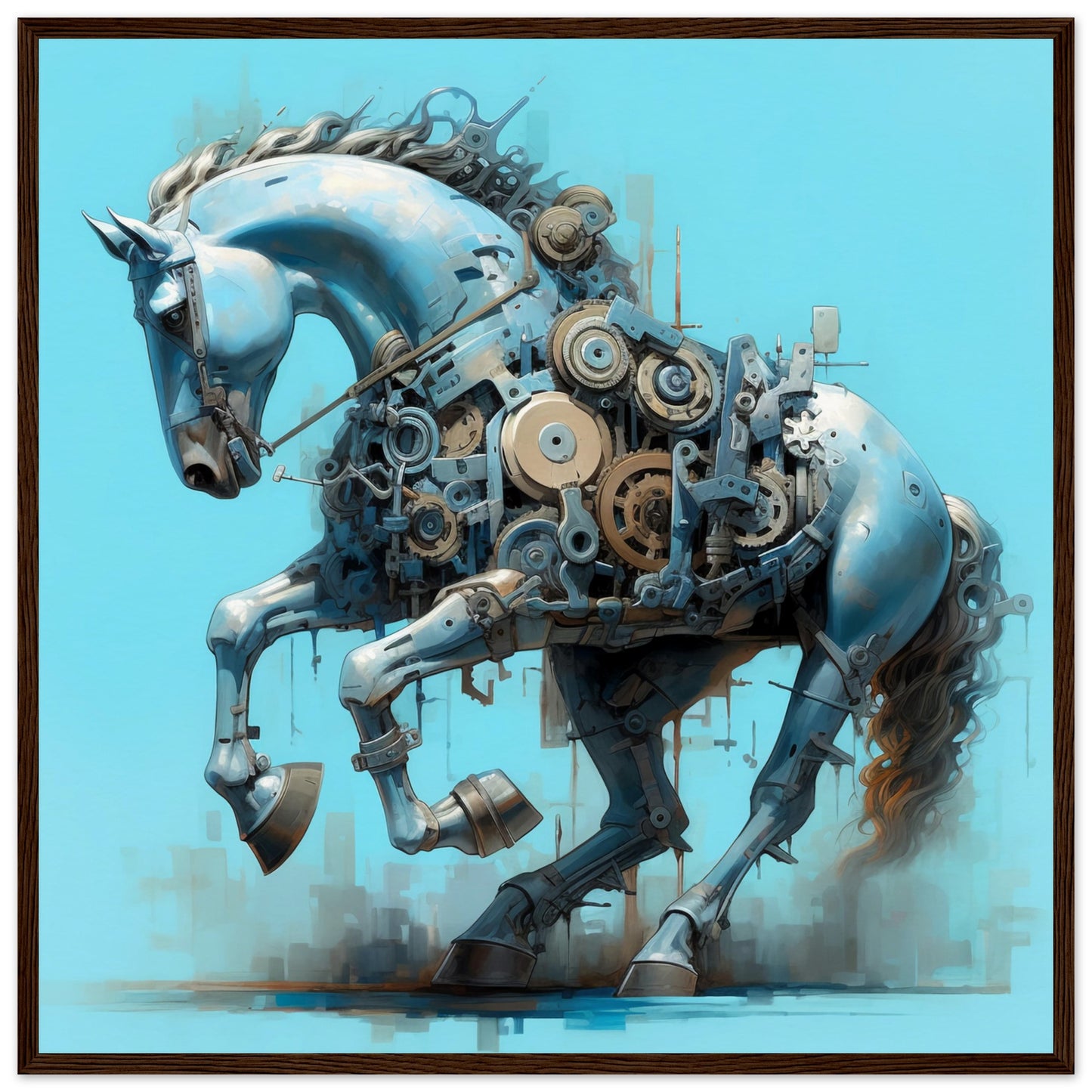 Mecha Stallion Matte Paper Wooden Framed Poster
