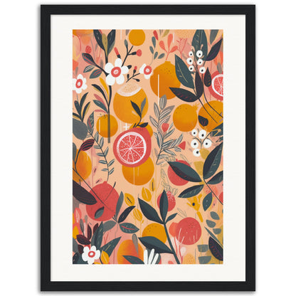 Calabrian Citrus Fruits Wooden Framed Poster