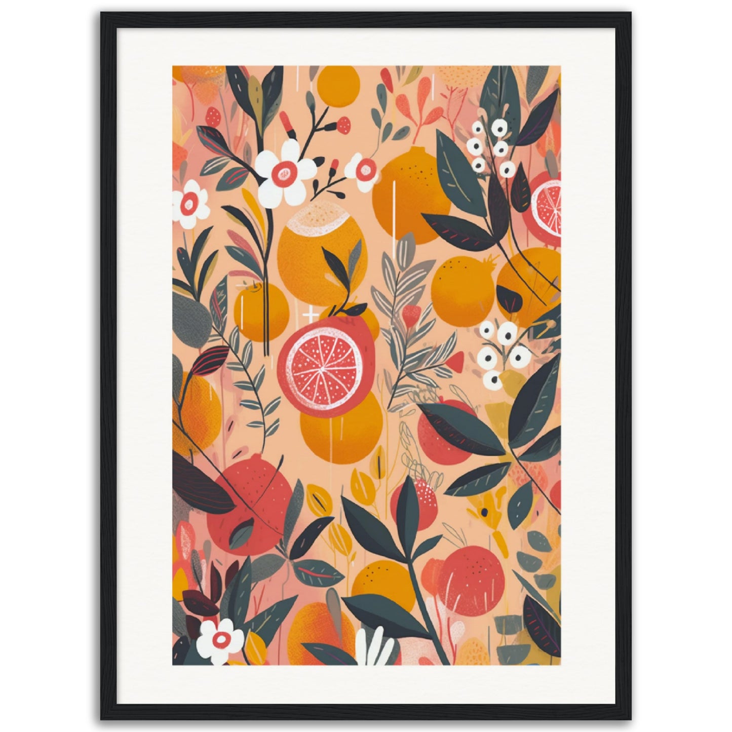 Calabrian Citrus Fruits Wooden Framed Poster