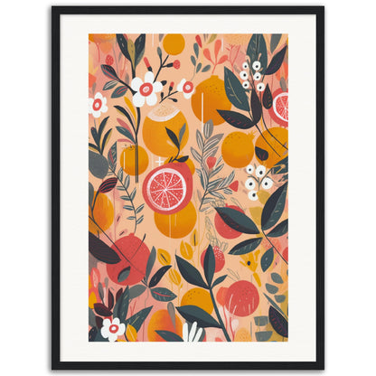 Calabrian Citrus Fruits Wooden Framed Poster