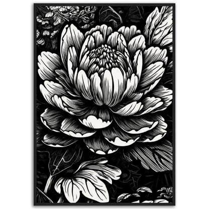 Black & White Flower Wooden Framed Poster