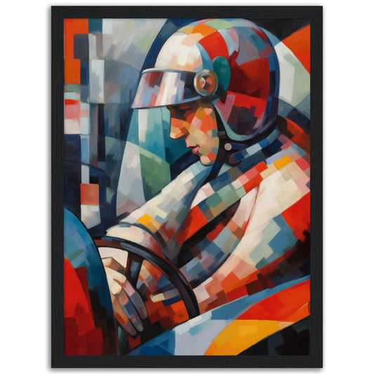 Race Car Driver Wooden Framed Poster