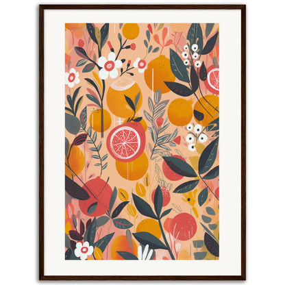 Calabrian Citrus Fruits Wooden Framed Poster