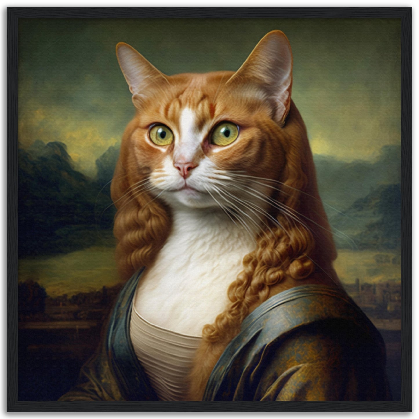 Mona Kitty Wooden Framed Poster