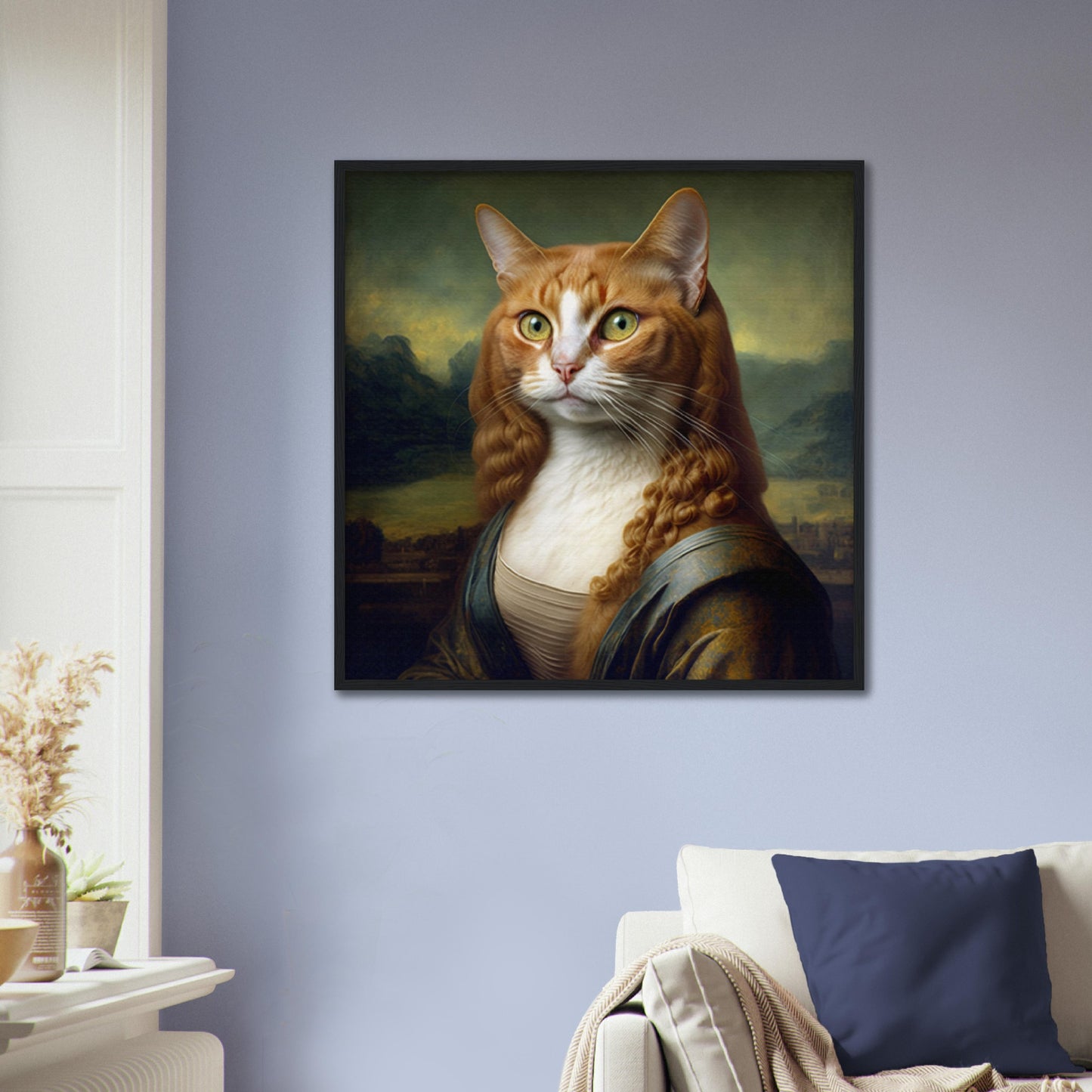 Mona Kitty Wooden Framed Poster