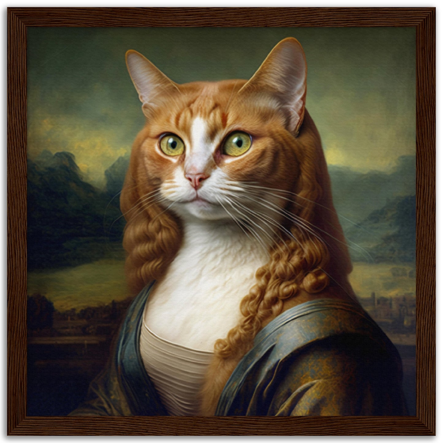 Mona Kitty Wooden Framed Poster