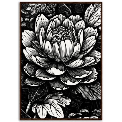 Black & White Flower Wooden Framed Poster