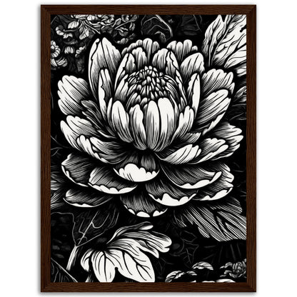 Black & White Flower Wooden Framed Poster