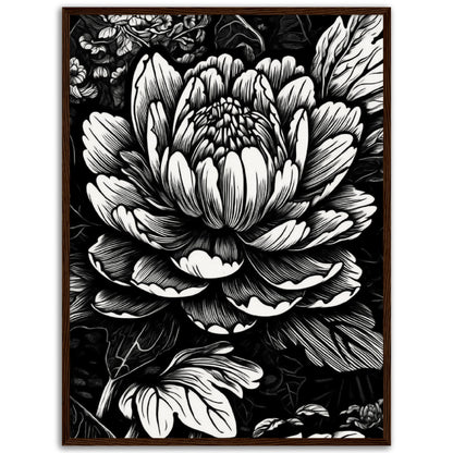 Black & White Flower Wooden Framed Poster