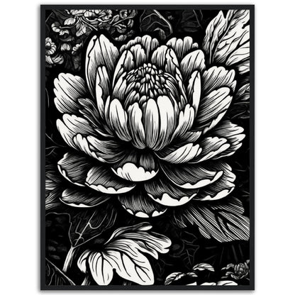 Black & White Flower Wooden Framed Poster