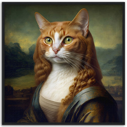 Mona Kitty Wooden Framed Poster