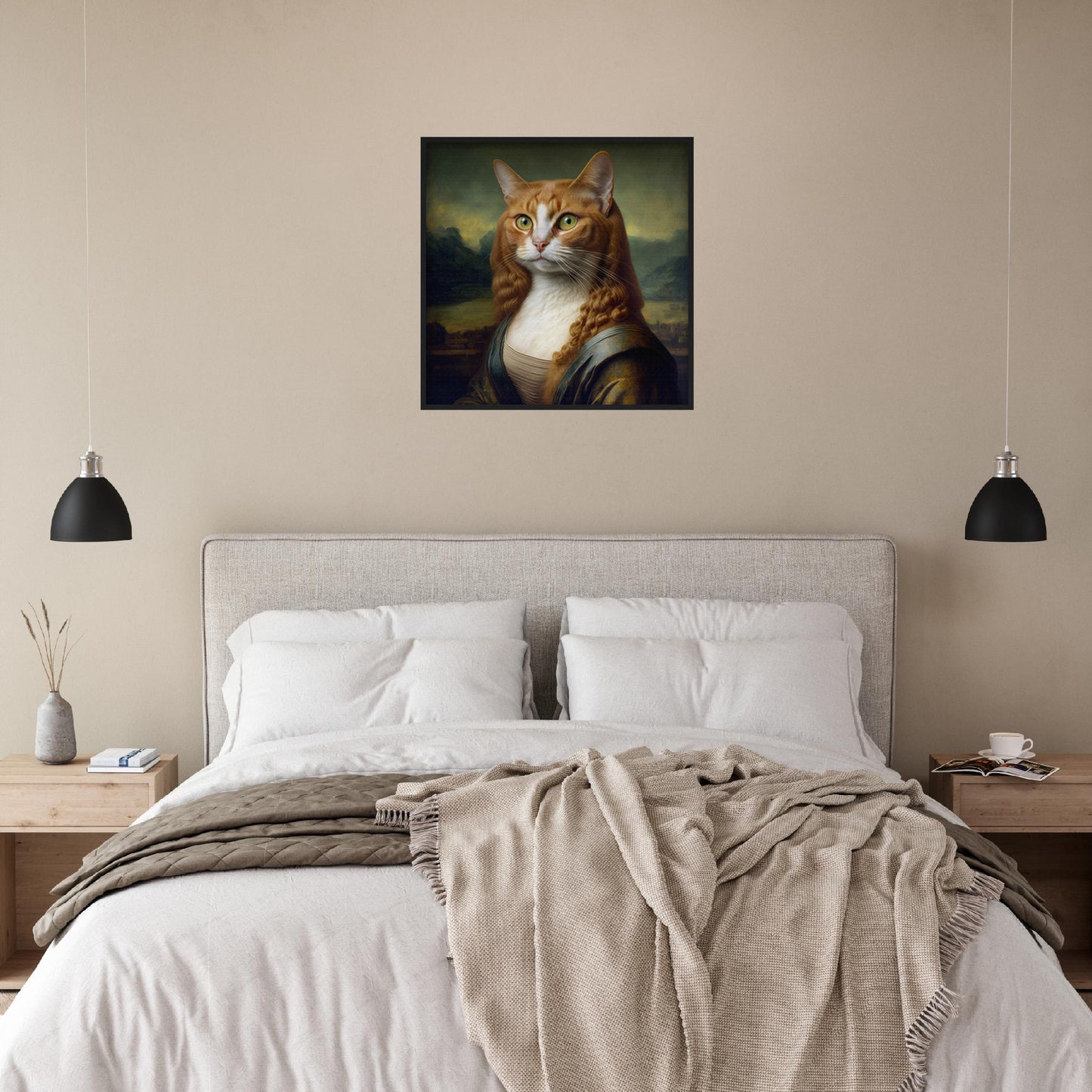 Mona Kitty Wooden Framed Poster