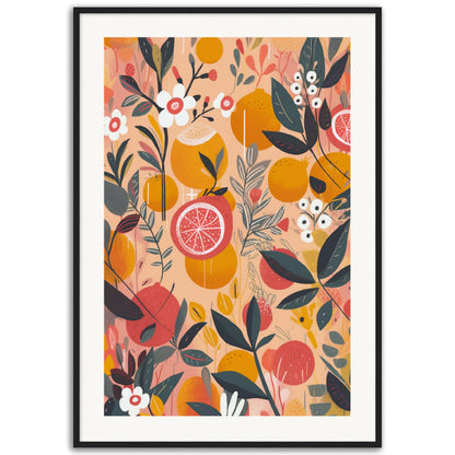 Calabrian Citrus Fruits Wooden Framed Poster