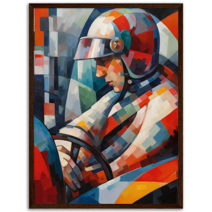 Race Car Driver Wooden Framed Poster