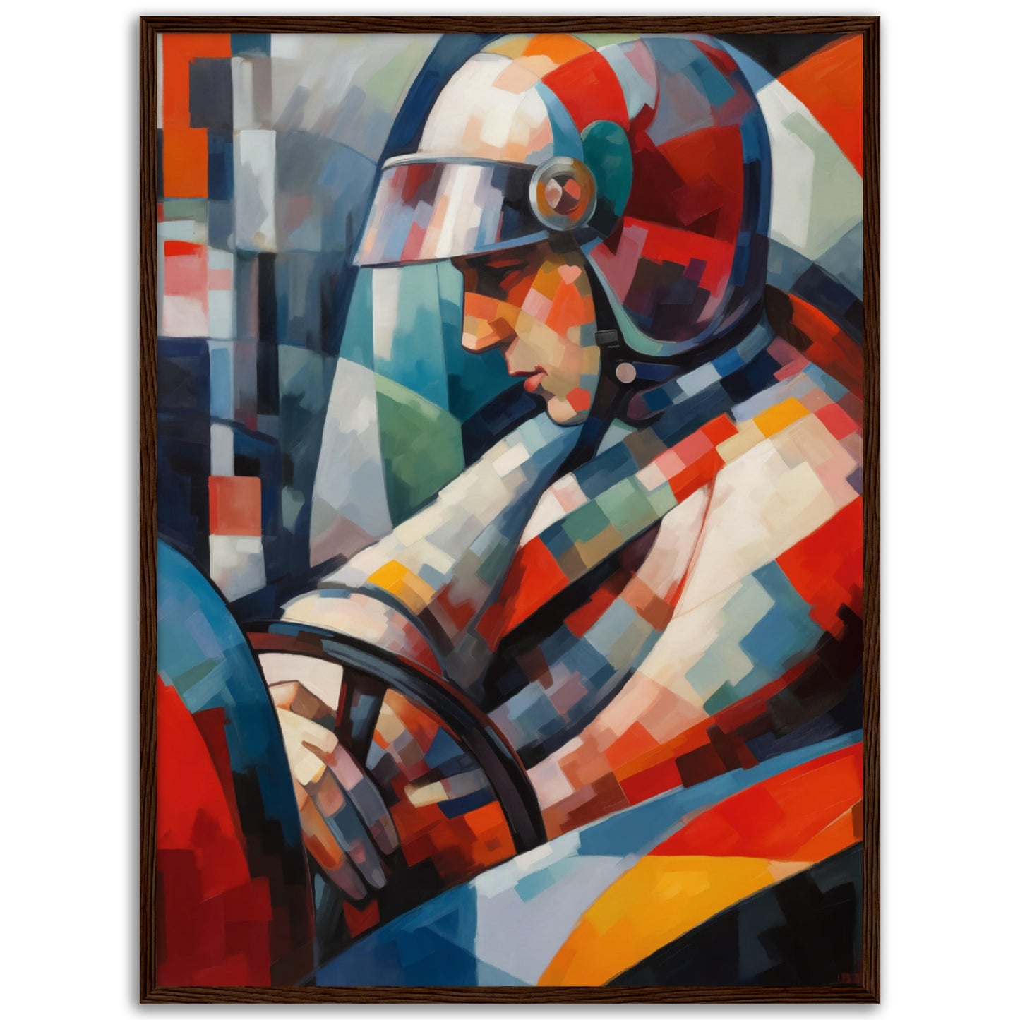 Race Car Driver Wooden Framed Poster