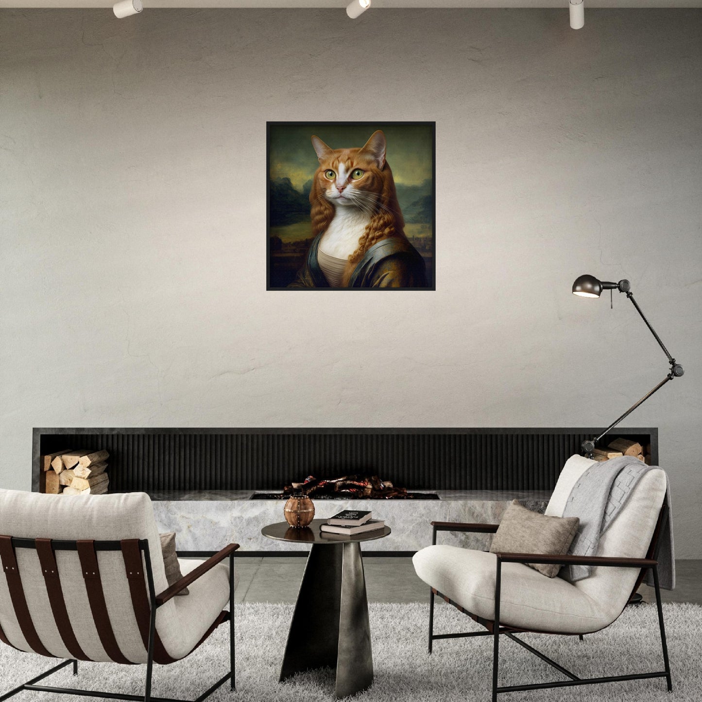 Mona Kitty Wooden Framed Poster