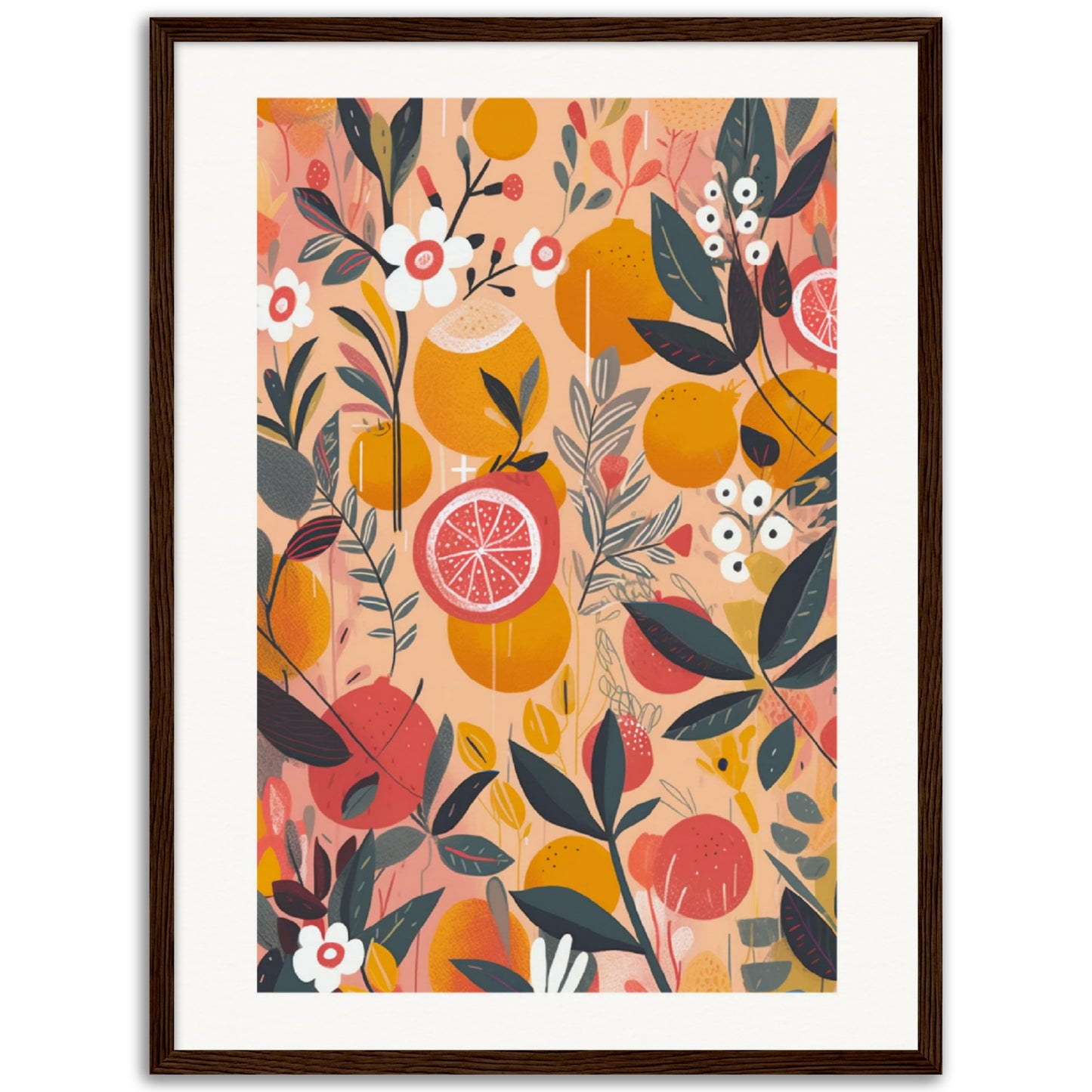 Calabrian Citrus Fruits Wooden Framed Poster