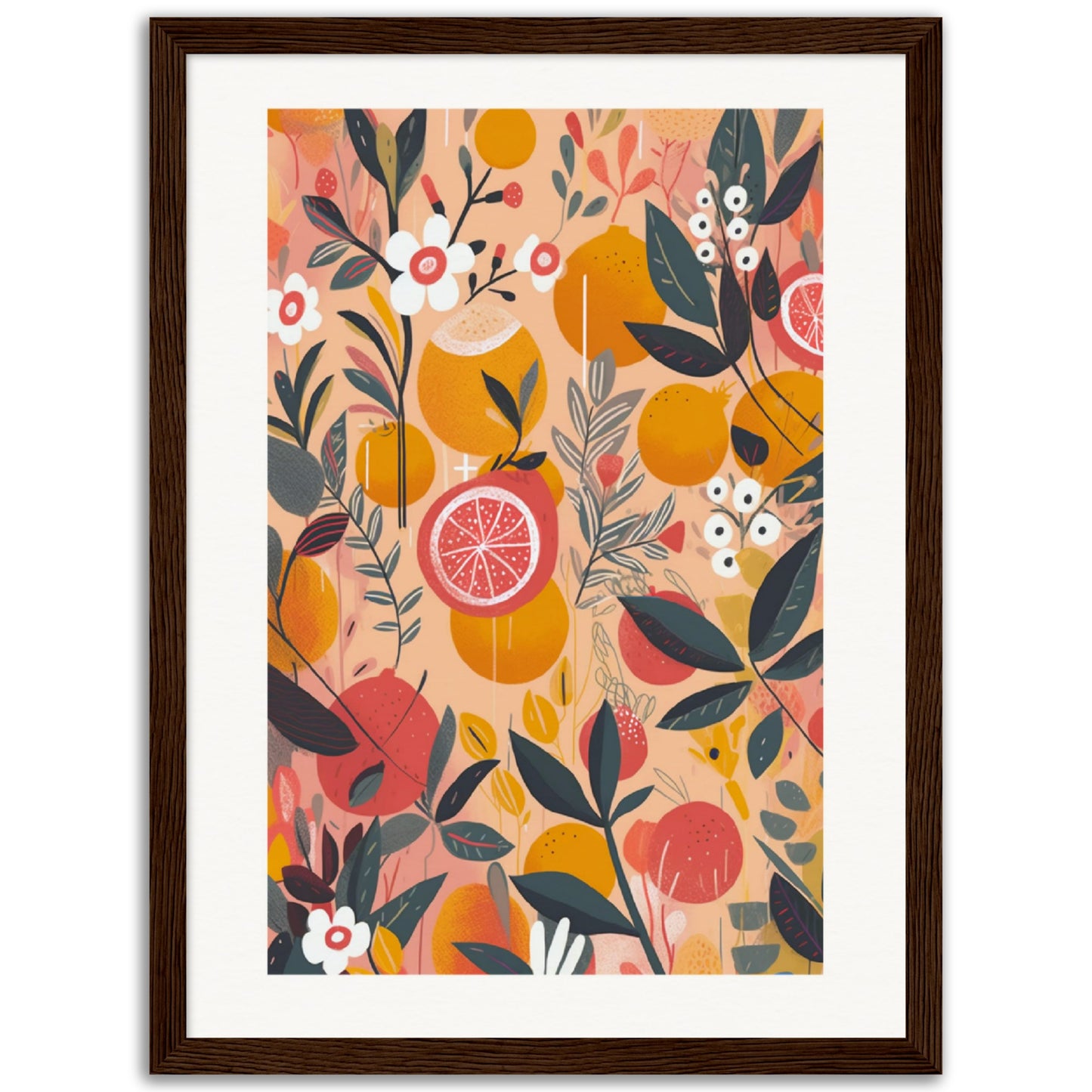 Calabrian Citrus Fruits Wooden Framed Poster