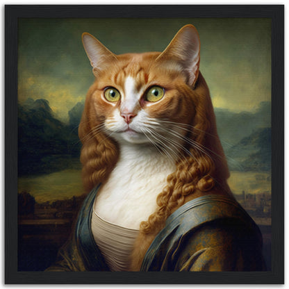 Mona Kitty Wooden Framed Poster