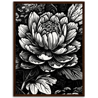 Black & White Flower Wooden Framed Poster